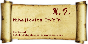 Mihajlovits Irén névjegykártya